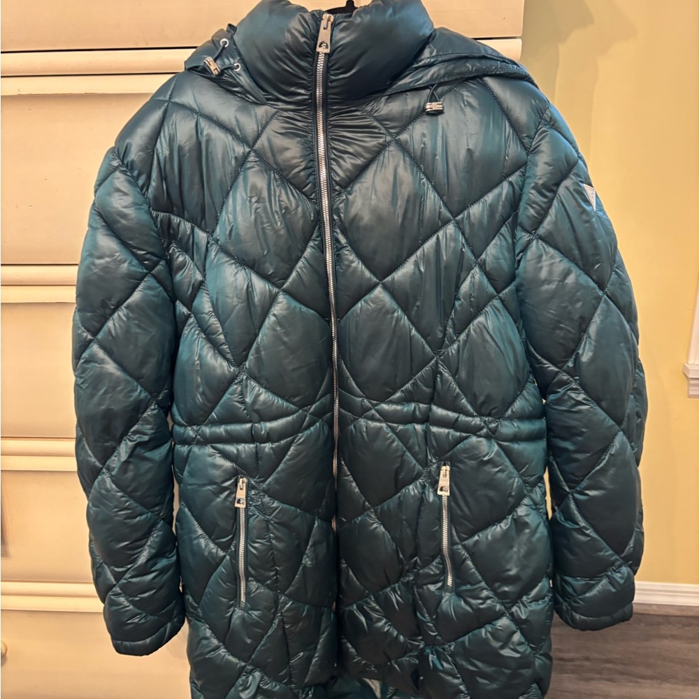 Guess Quilted Teal Puffer Coat
